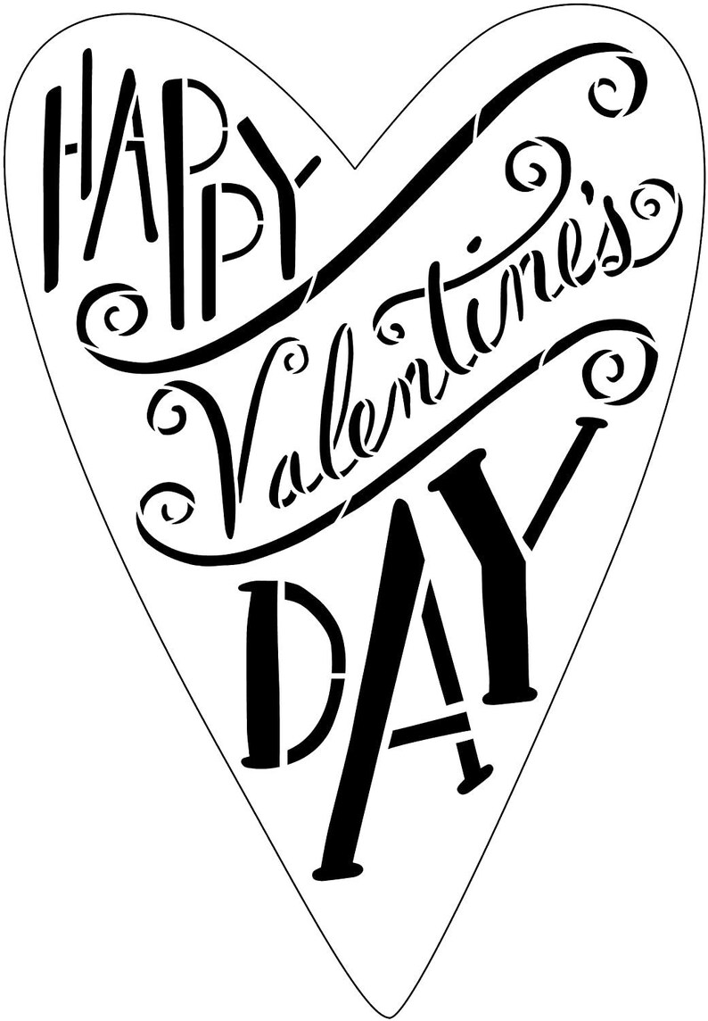 Happy Valentine's Day Heart Shape Stencil by Studior12 | Etsy