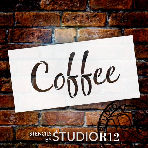 Coffee Word Art Stencil Casual Script Select Size | Etsy