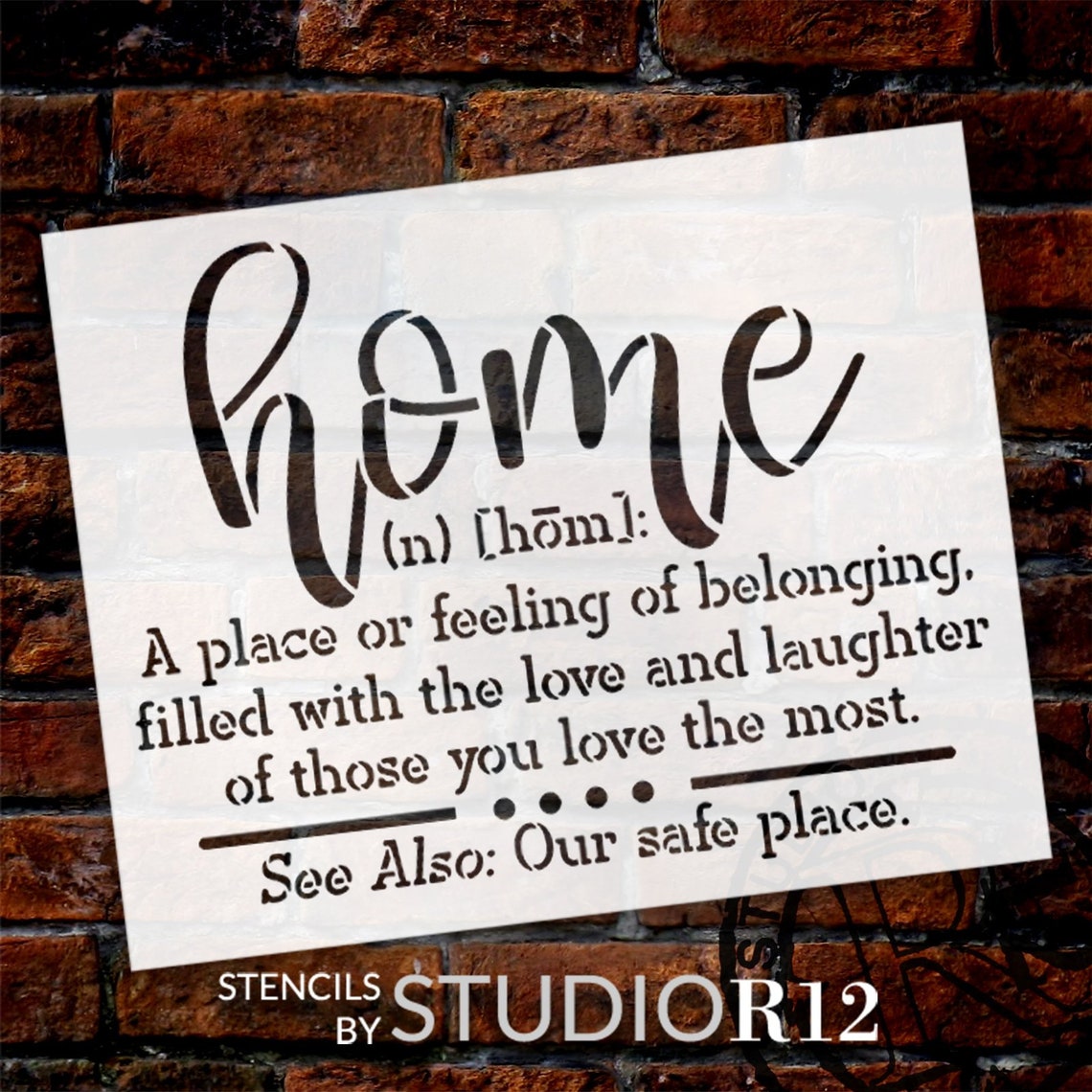 Home Definition Stencil by StudioR12 Belonging Love Laughter Etsy