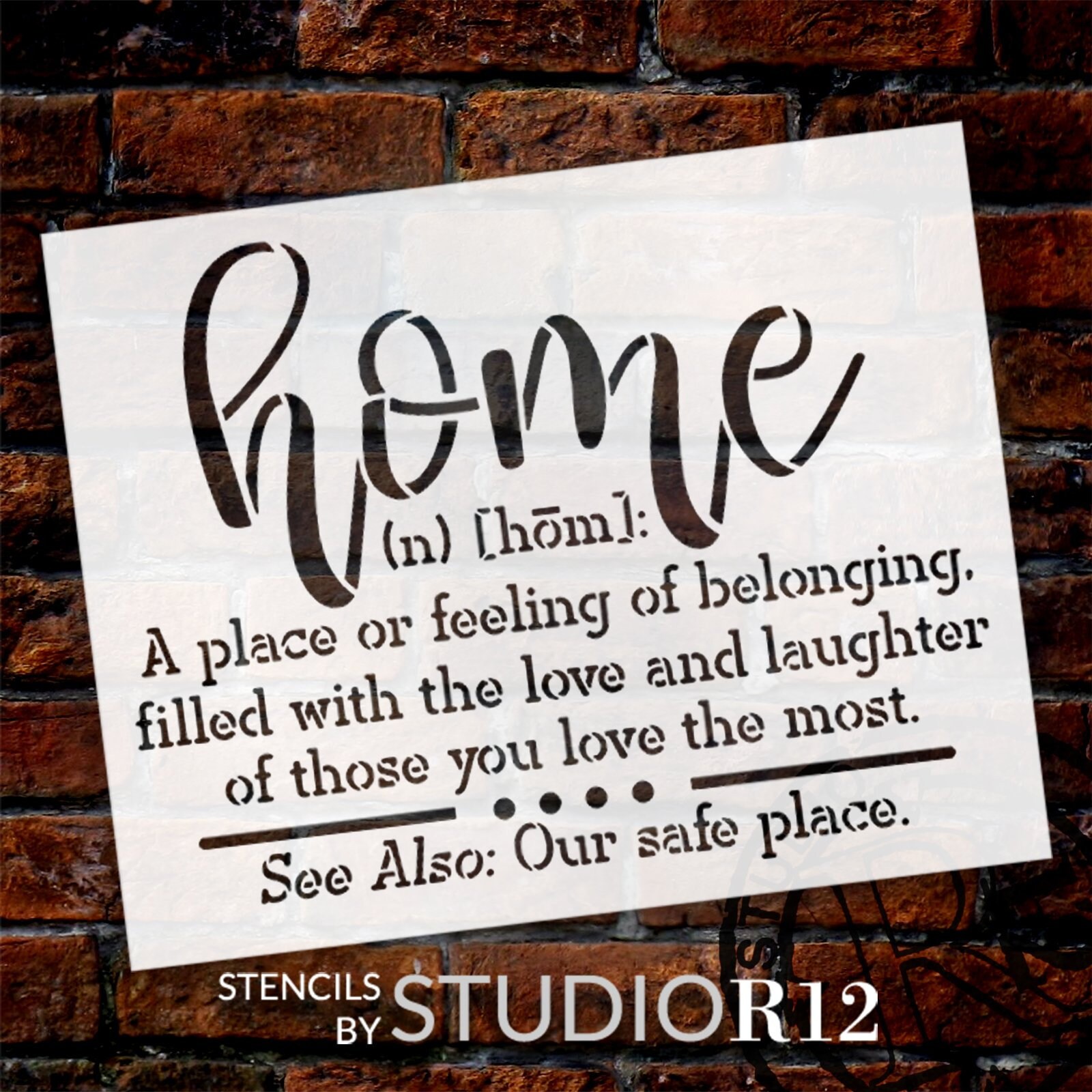 Home Definition Stencil by Studior12 Belonging Love Laughter Etsy UK