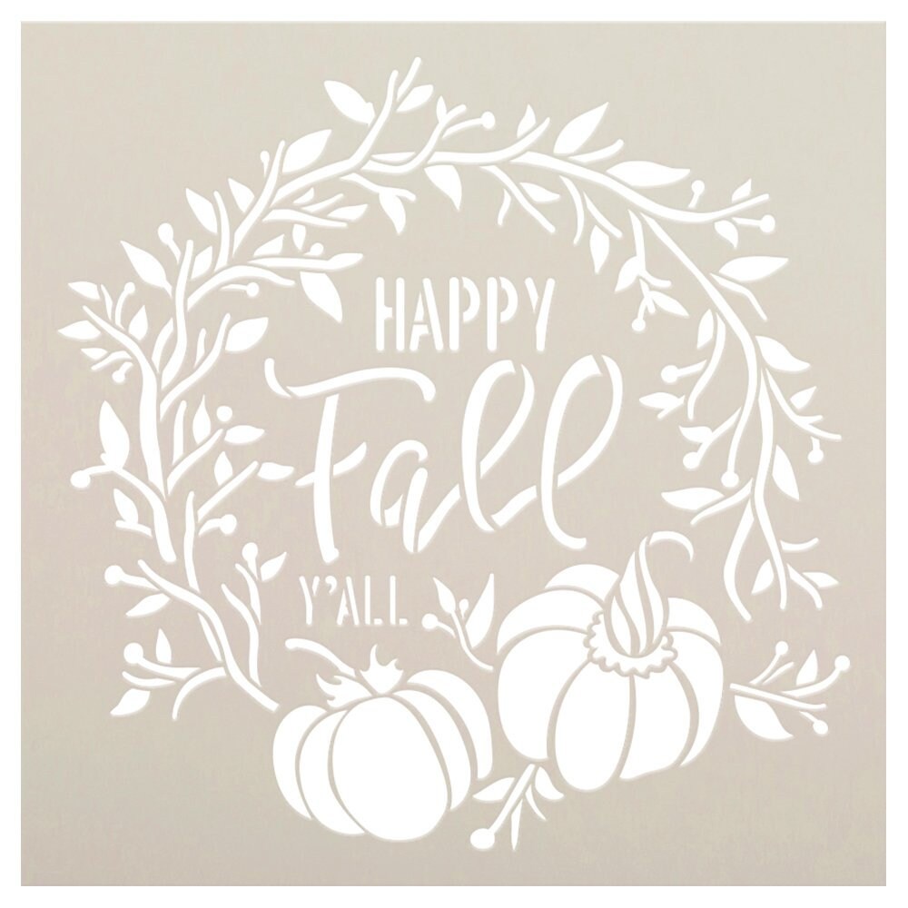 Happy Fall Y'all Stencil by Studior12 DIY Autumn Pumpkin | Etsy