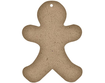 Gingerbread Man Ornament - Ready to Paint Mini Wood Surface - Unfinished Christmas Ornament for DIY Holiday Decor - 1/8" MDF - WDSF1733