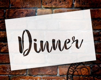 Wedding Sign Stencil - Dinner - Rustic Script - Select Size- STCL1618 - by StudioR12