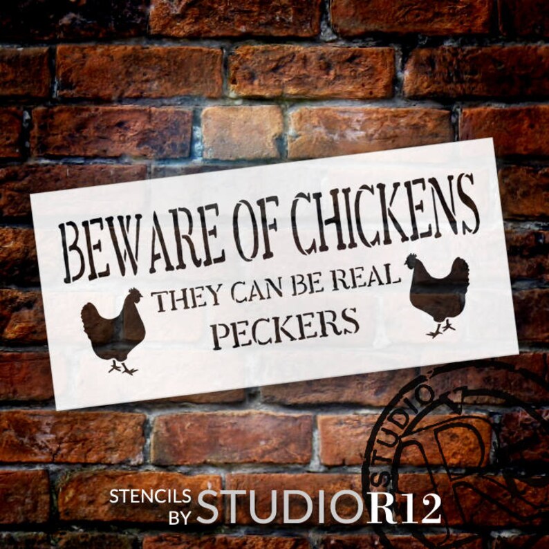 Beware of Chickens Fun Word Art Stencil Select Size Etsy