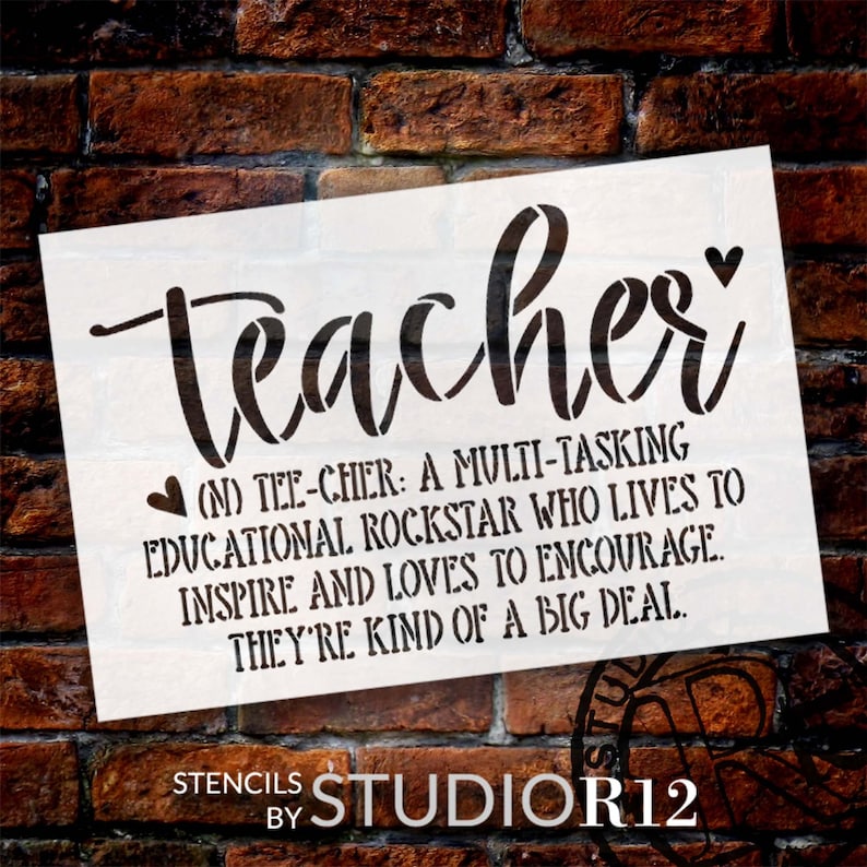 Teacher Definition Stencil by Studior12 Craft DIY Classroom Etsy
