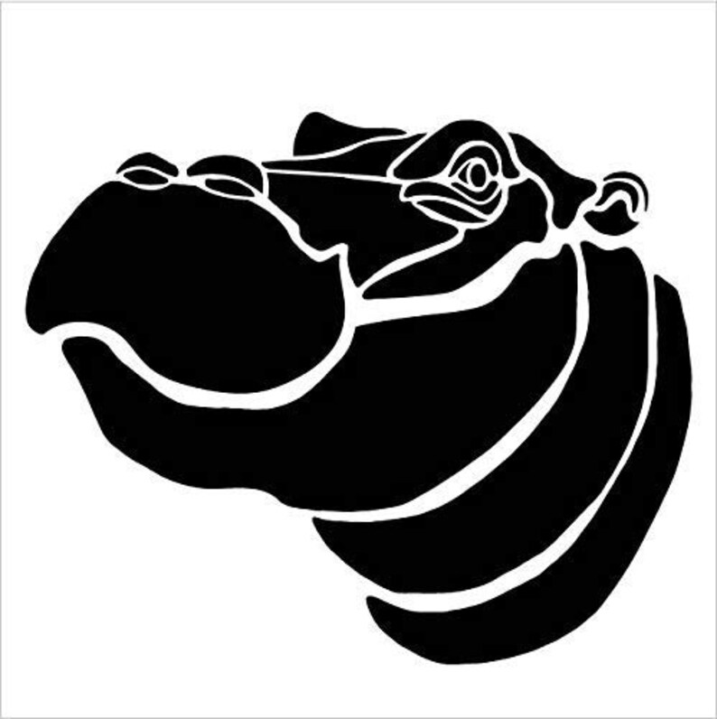 Hippo Portrait Stencil by Studior12 Zoo Animals Craft Etsy New Zealand