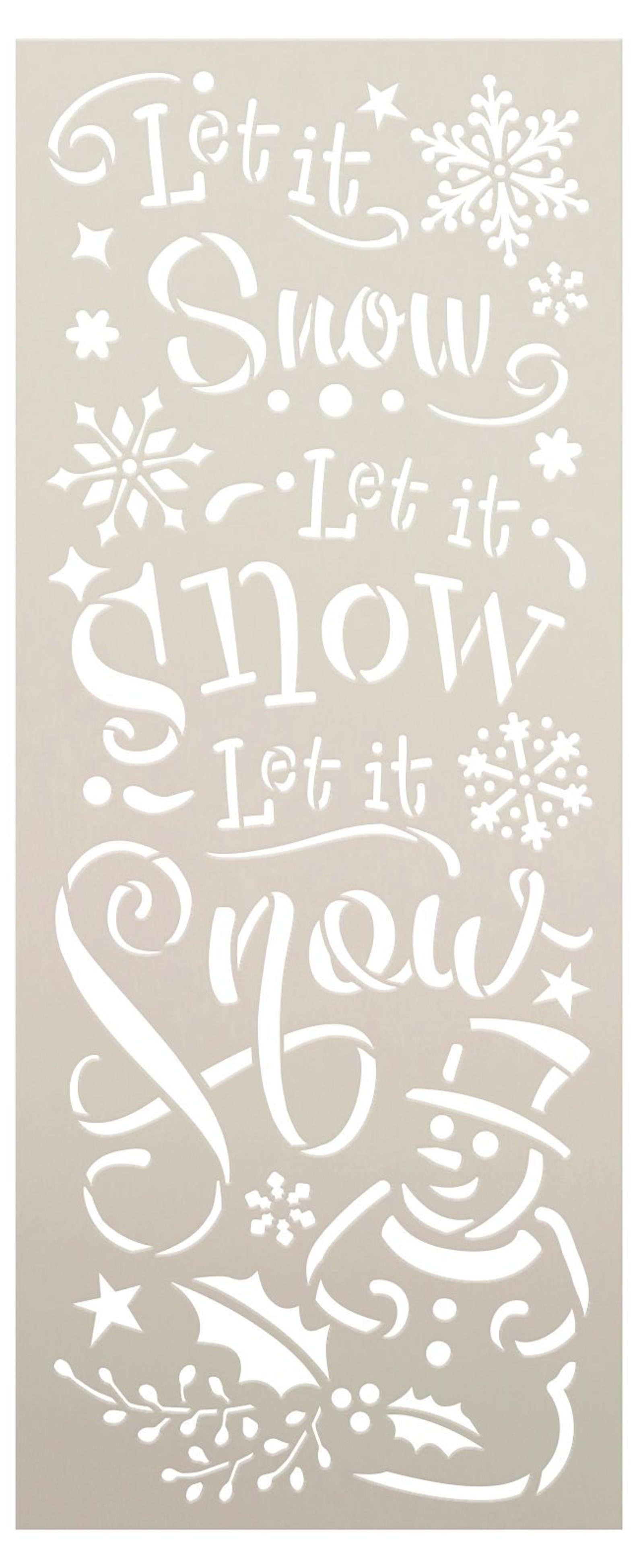 Let It Snow Stencil With Snowman by Studior12 DIY Winter - Etsy