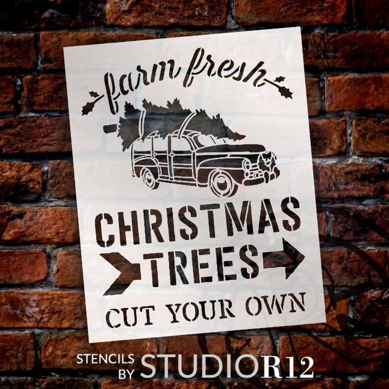 Farm Fresh Christmas Trees Stencil by Studior12 Vintage Etsy