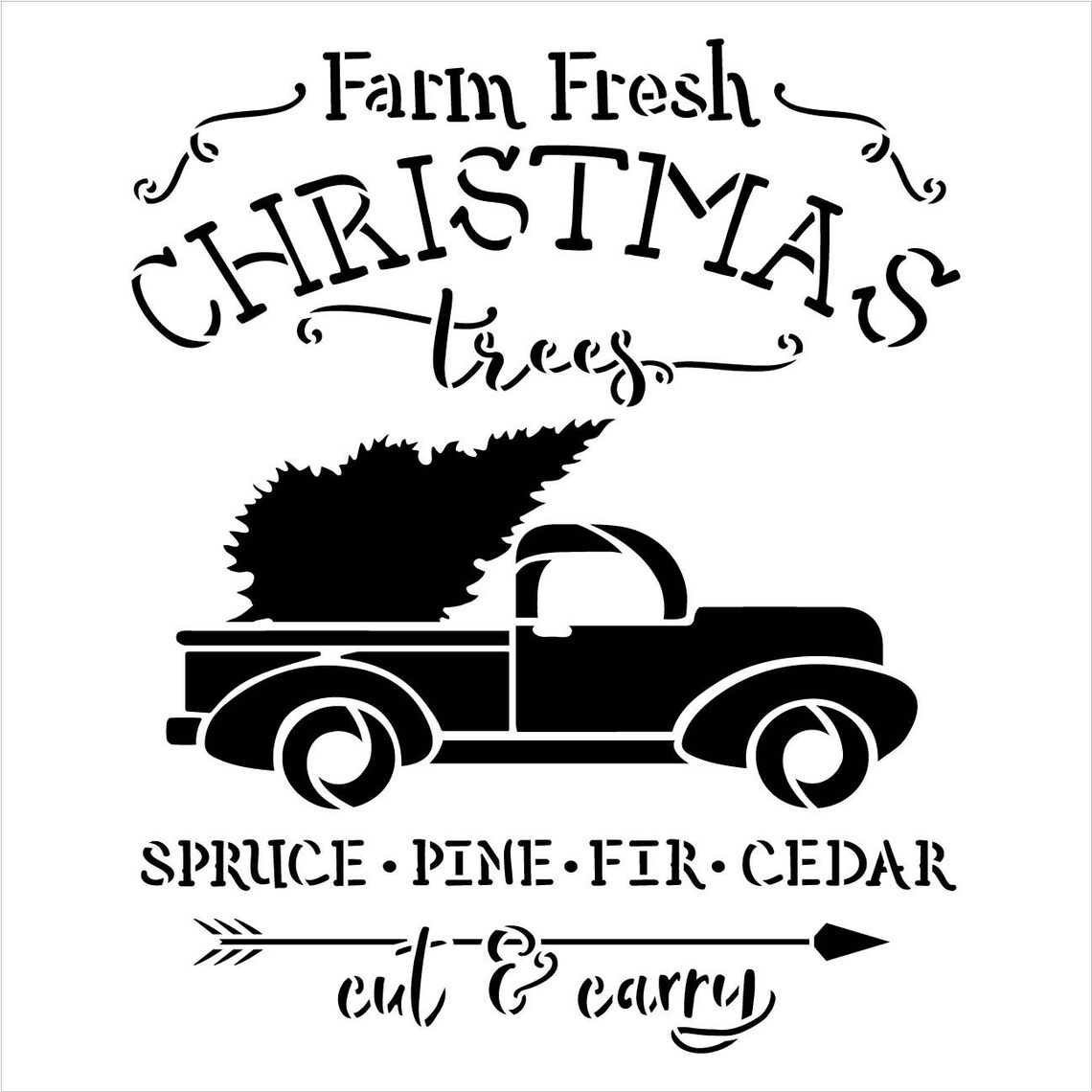 Farm Fresh Christmas Tree Cut & Carry Stencil by Studior12 Etsy