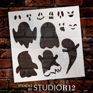 Ghosts &amp; Faces Stencil by Studior12 Select Size USA Made Craft DIY ...