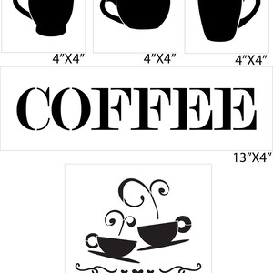Word Coffee Stencil With Coffee Cup Set 5 Piece by Studior12 Reusable ...