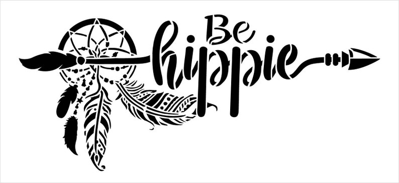 be hippie stencil by studior12 diy boho bohemian dream etsy