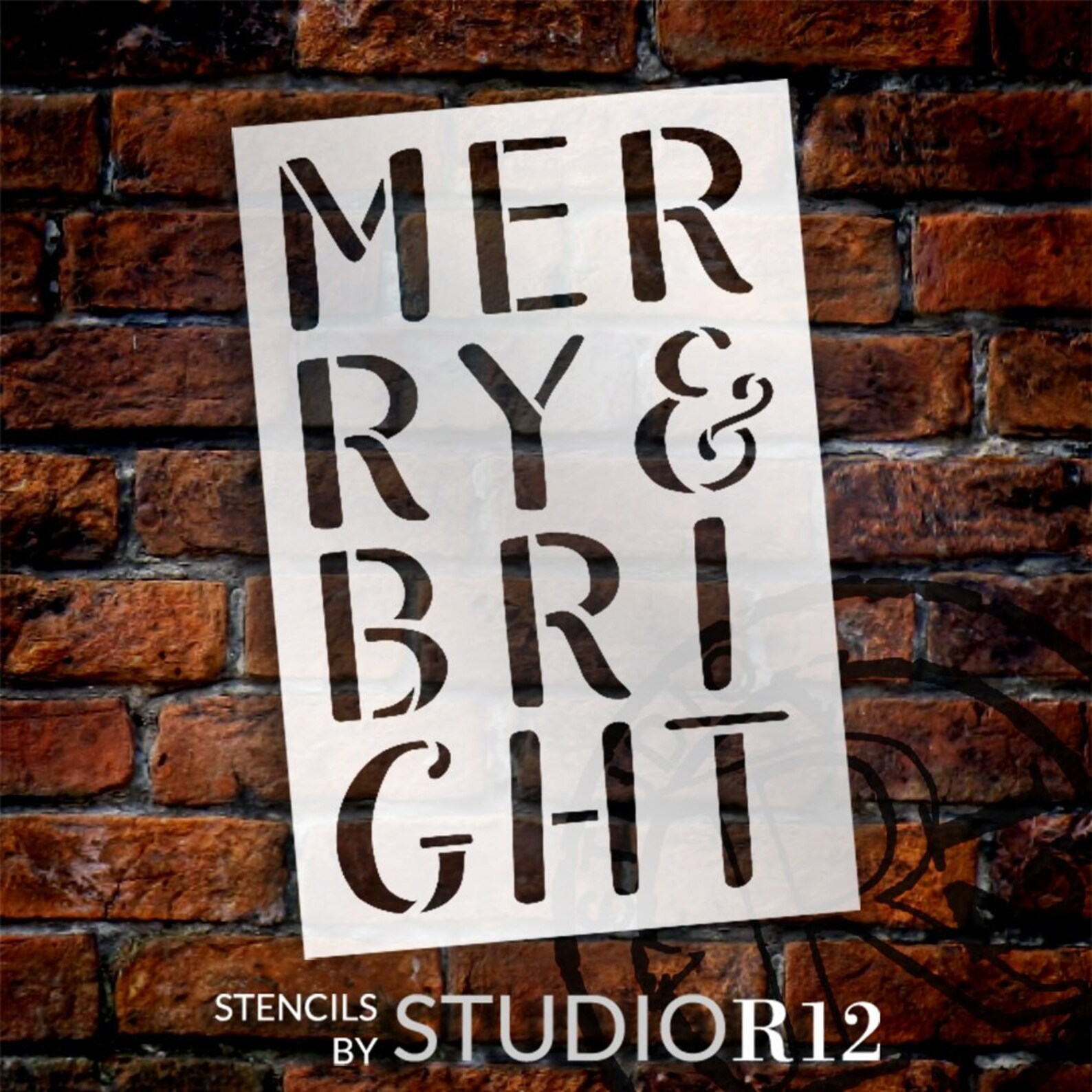 Merry & Bright Stencil by Studior12 Craft DIY Christmas - Etsy