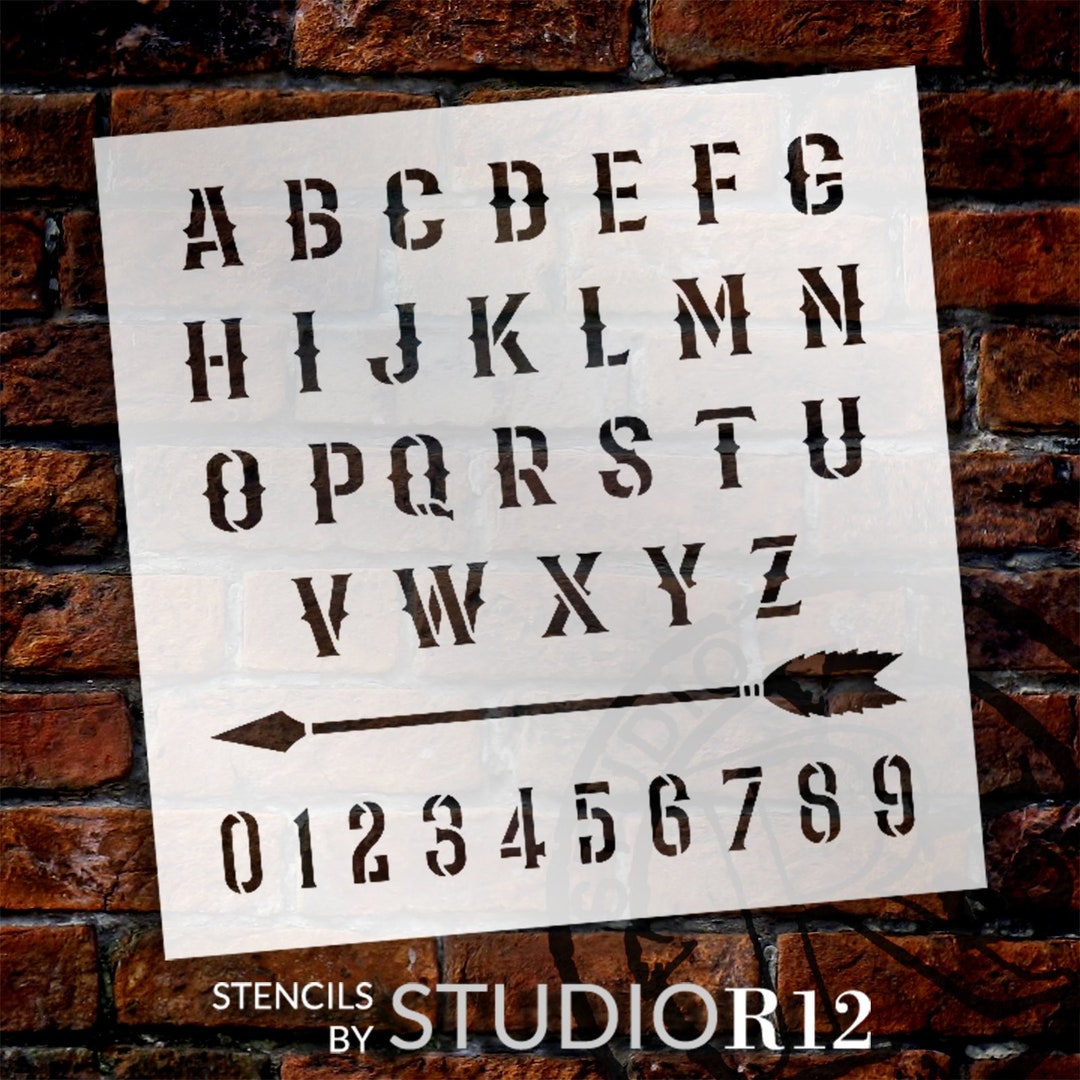Rough Western Lettering Stencil by StudioR12, Reusable Full Alphabet  Stencils for Journaling, Craft Template