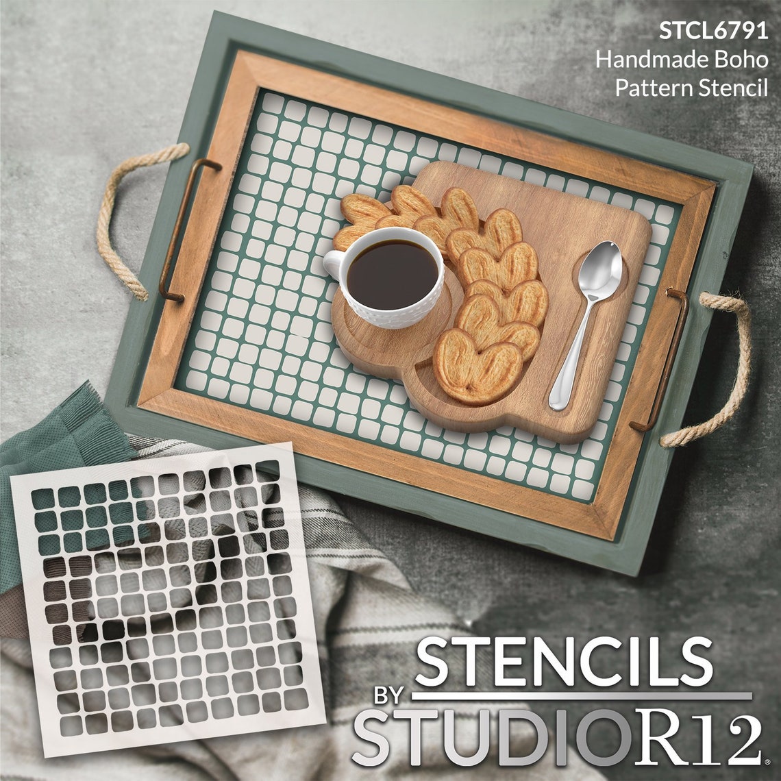 Hand Drawn Square Grid Stencil by Studior12 Select Size Etsy