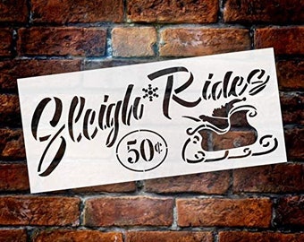 Sleigh Rides 50 Cents Christmas Holiday Stencil by StudioR12 | Wood Signs | Word Art Reusable | Family Dining Room | Painting Chalk