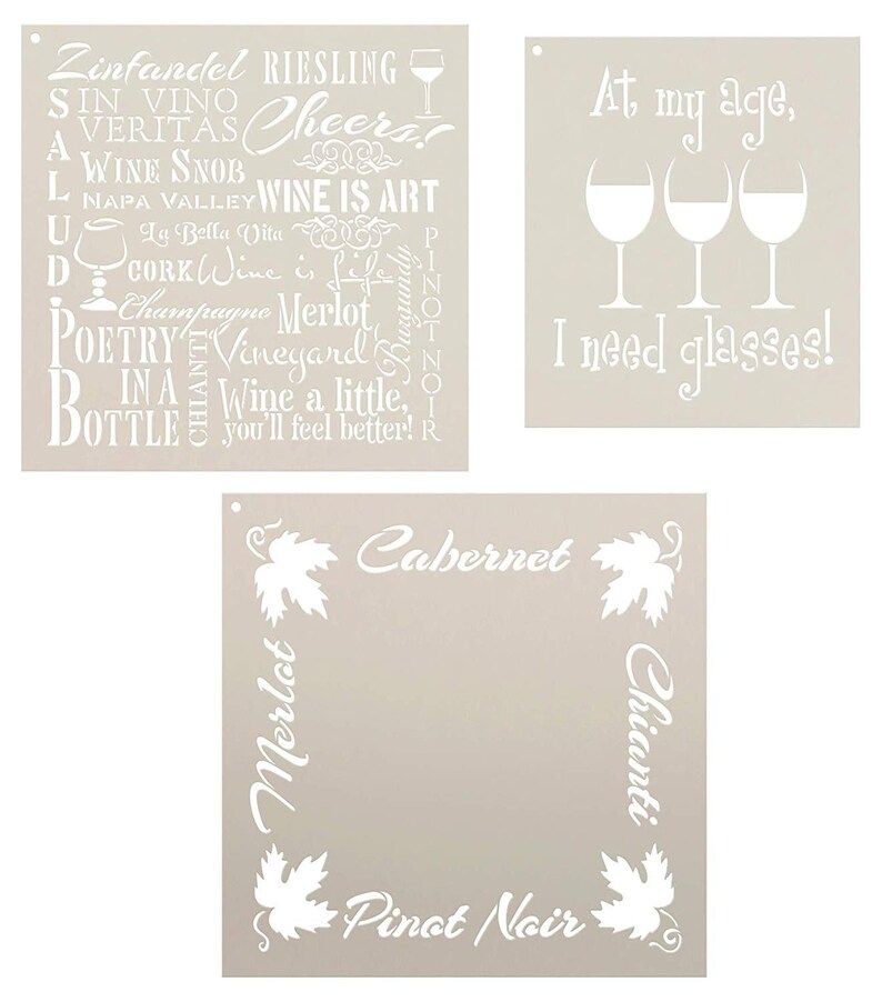 Wine Stencil Set 3 Part by Studior12 Reusable Mylar Etsy