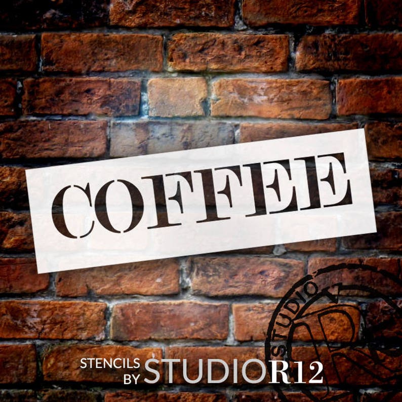 Coffee Skinny Serif Word Stencil Select Size STCL2062 | Etsy