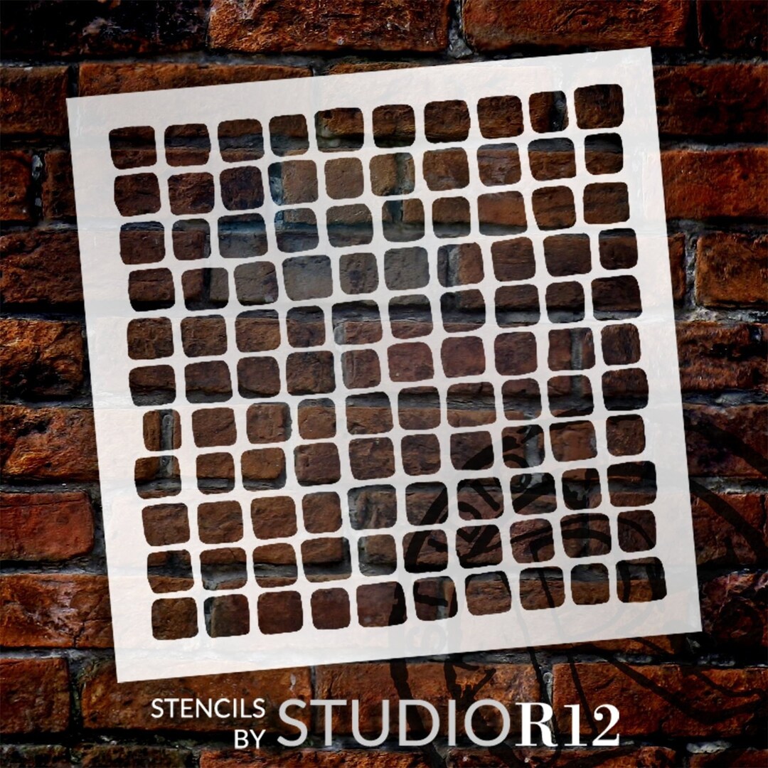 Hand Drawn Square Grid Stencil by Studior12 USA Made DIY Wall Floor