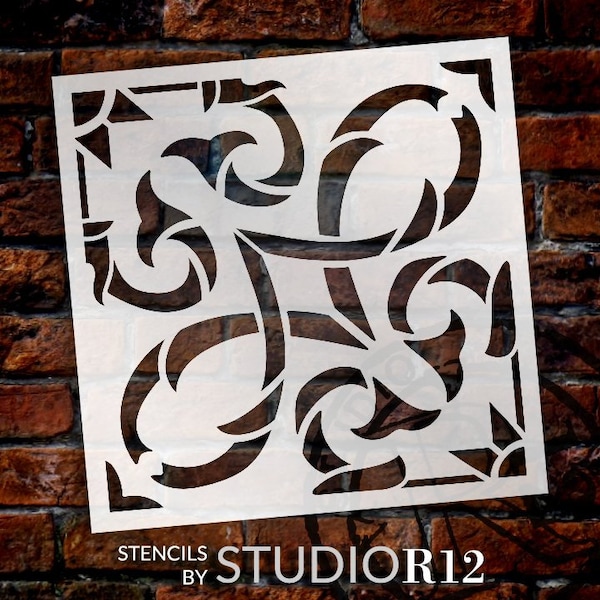 Byzantine Twist Pattern Tile Stencil by StudioR12 | DIY Medieval Art Home Decor Gift | Craft & Paint Wood Sign | Reusable Mylar Template...