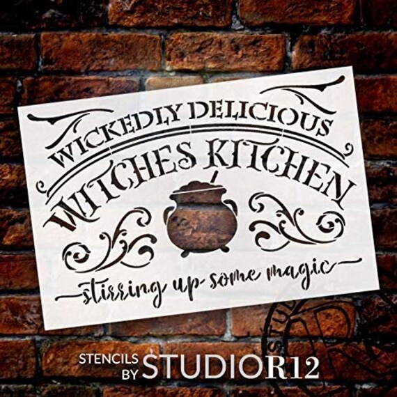 Diy Halloween Wood Signs 2022 Witches Kitchen Stencil With Cauldron By Studior12 Diy Etsy India