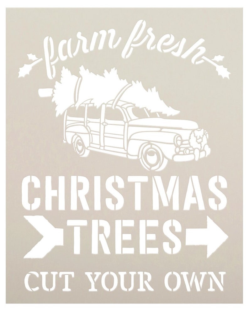 Farm Fresh Christmas Trees Stencil by Studior12 Vintage Etsy