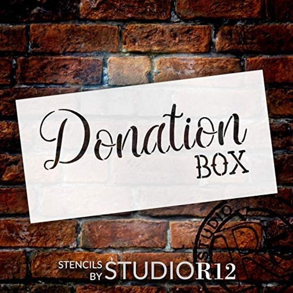 Donation Box Stencil by StudioR12 | DIY for Charity Fundraiser | Church or School Group Service Project | Craft & Paint Wood Signs