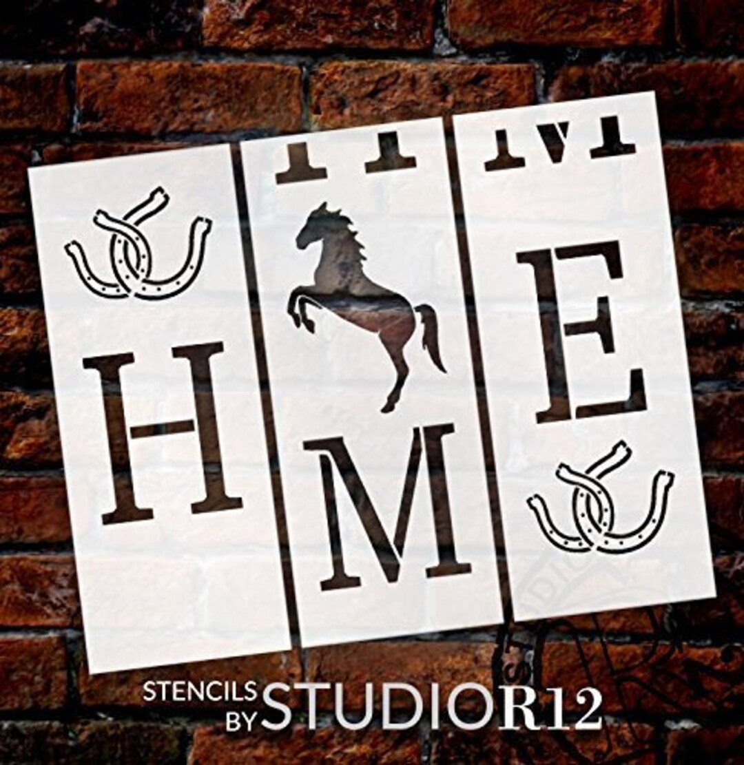 Home Tall Porch Stencil by Studior12 Horse & Horseshoes 3pcs DIY Large