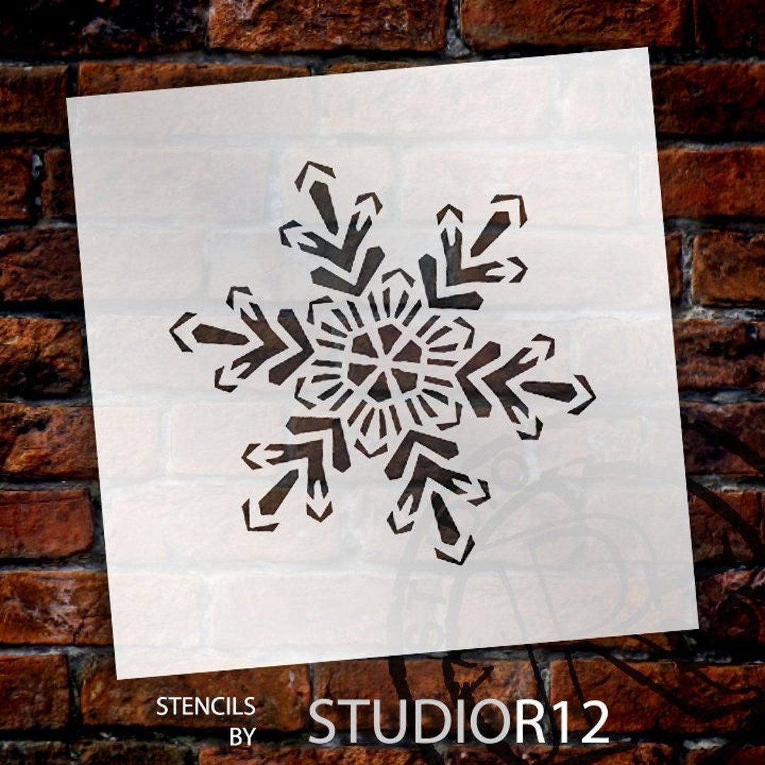Snowflakes Stencil by StudioR12 | Frosty Style Winter Snowflake Art |  Painting, Chalk, Mixed Media | Use for Wall Art, DIY Home Decor | 6