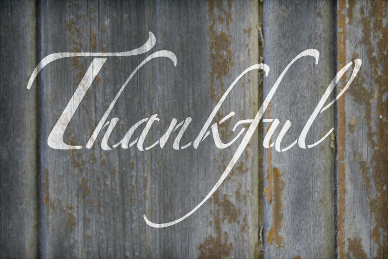 Thankful Elegant Script Word Stencil Select Size | Etsy