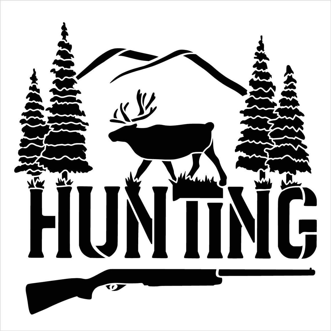 Hunting Stencil by Studior12 DIY Deer Pine Tree Home Decor | Etsy
