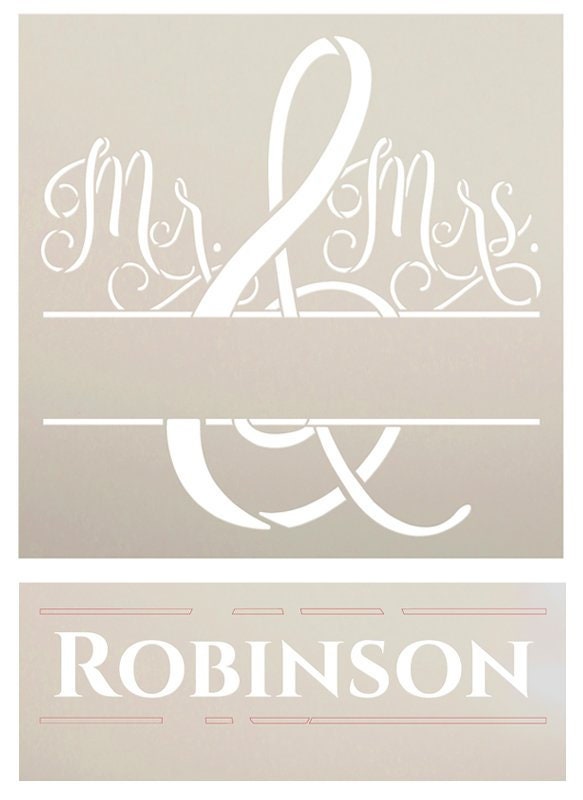 Personalized Mr &amp; Mrs Stencil by Studior12 Custom Last Name | Etsy