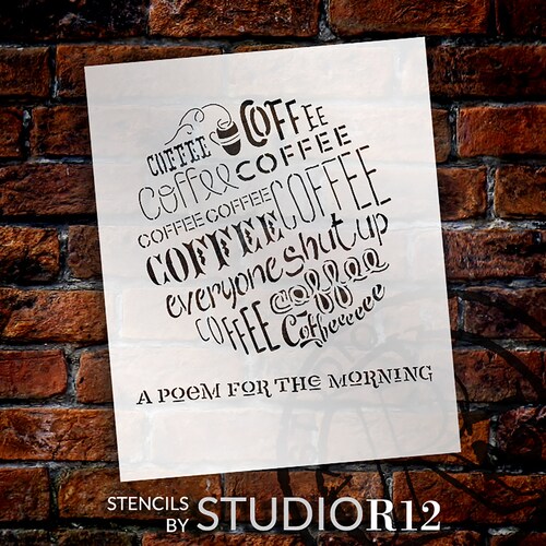 Coffee Word Art Stencil Casual Script Select Size - Etsy