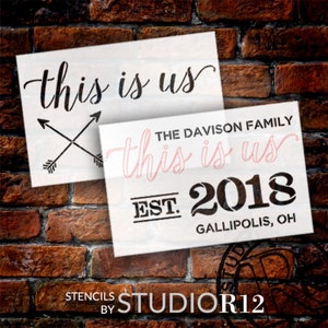 This is Us Personalized 2 Part Stencil by StudioR12 - Select Size - USA Made - Craft DIY Family Farmhouse Home Decor | Paint Wood Sign