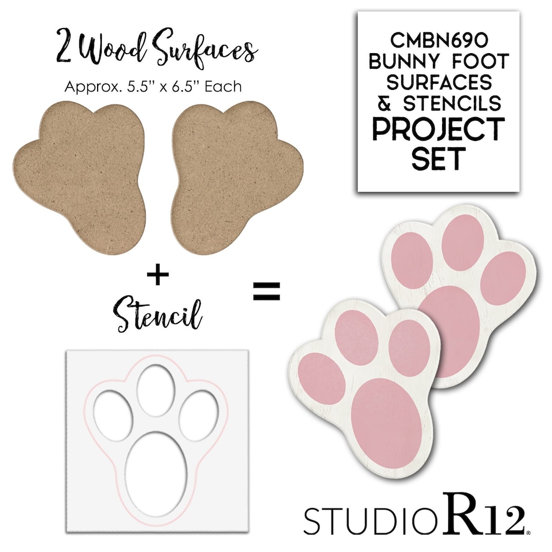 Bunny Paw Prints Surface & Stencil Set Easter Bunny Rabbit Footprint ...