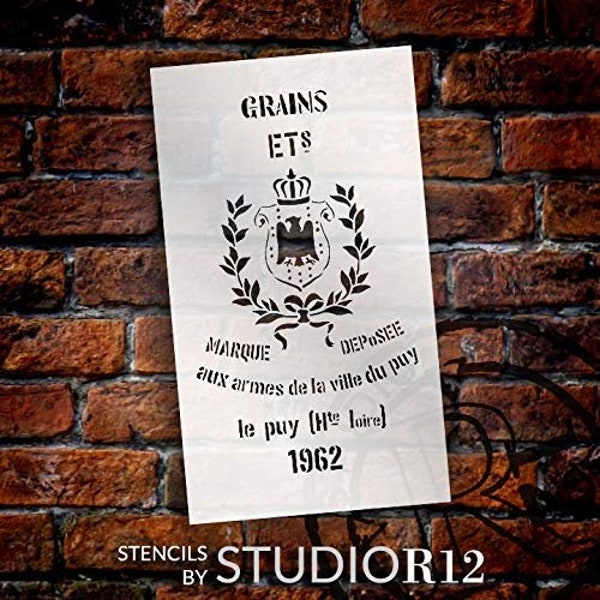Grains Feed Sack Art Schablone von StudioR12 | Wiederverwendbare Mylar Schablone | Verwendung zum Bemalen von Holzschildern - Paletten - Futtersack - DIY Country Dekor -...