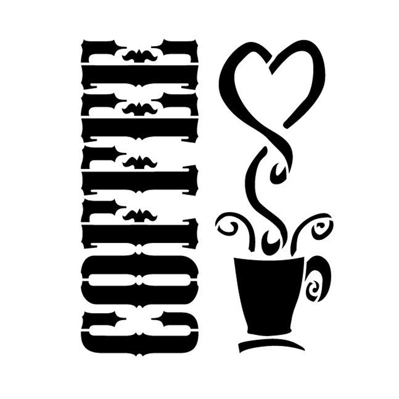 Coffee Stencil by Studior12 Love Coffee Word Art Reusable | Etsy