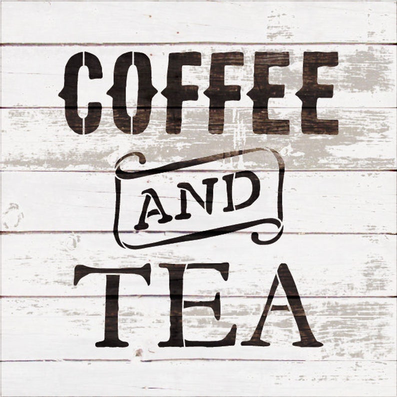 Coffee and Tea Vintage Word Art Stencil Select Size - Etsy