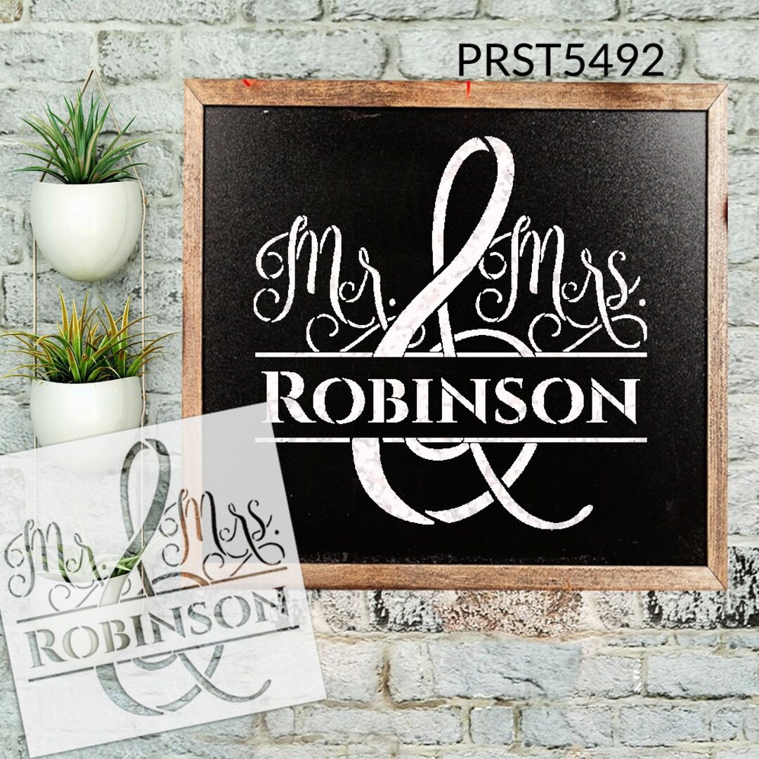 Personalized Mr &amp; Mrs Stencil by Studior12 Custom Last Name DIY Wedding ...