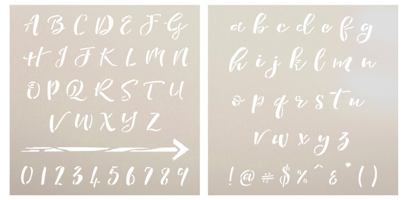 Brush Script Lettering Stencils by StudioR12 Reusable Full | Etsy