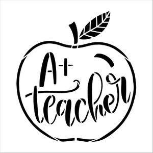 A Teacher With Apple Stencil by Studior12 Craft DIY - Etsy