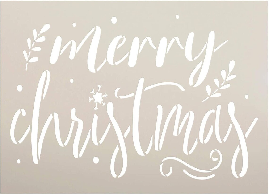 Merry Christmas Stencil by Studior12 DIY Holiday Laurel Home - Etsy