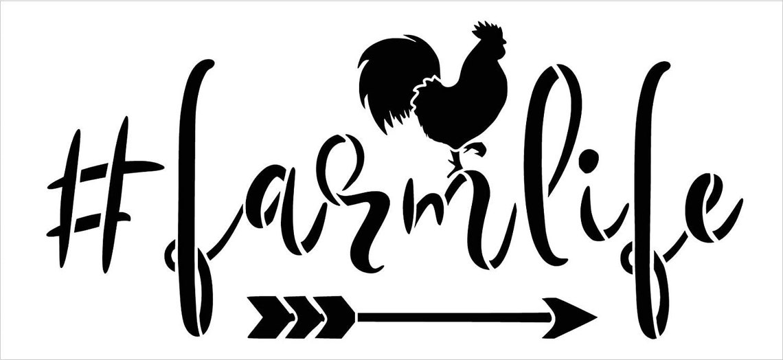 Hashtag Farm Life Stencil by Studior12 DIY Rooster Chicken Etsy