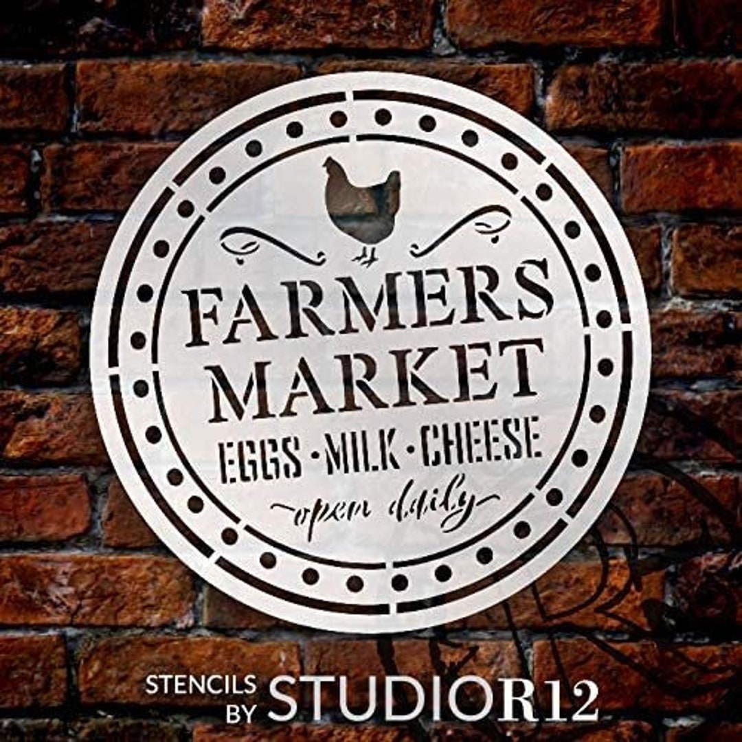 Farmers Market Stencil by Studior12 Eggs Milk Cheese Open - Etsy
