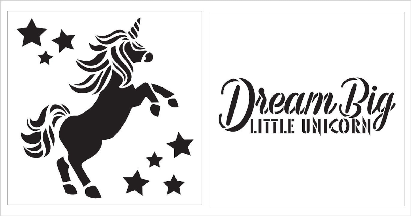 Dream Big Little Unicorn Stencil 2 Part by Studior12 Reusable Mylar ...