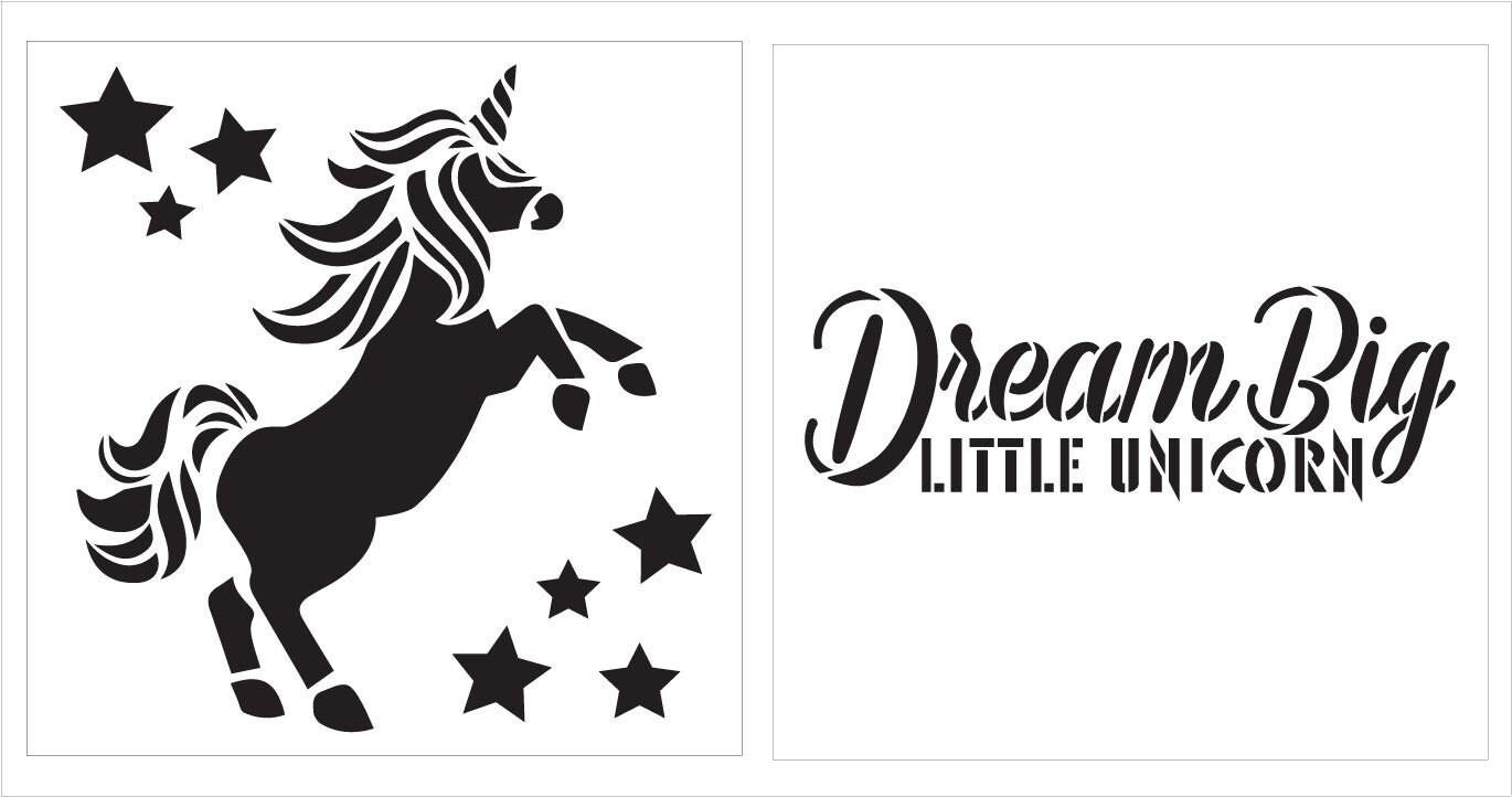 Dream Big Little Unicorn Stencil 2 Part by Studior12 - Etsy