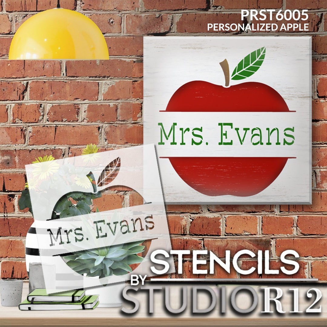 Personalized Teacher Apple Stencil by Studior12 DIY Custom Classroom ...
