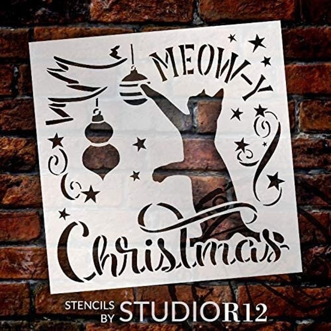 Meow-y Christmas Stencil by Studior12 DIY Cat Lover Holiday 