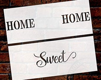 Home Sweet Home Stencil - 2 Part - by StudioR12 | Reusable Mylar Template | Use to Paint Wood Signs - Pallets - Banners - DIY Welcome...