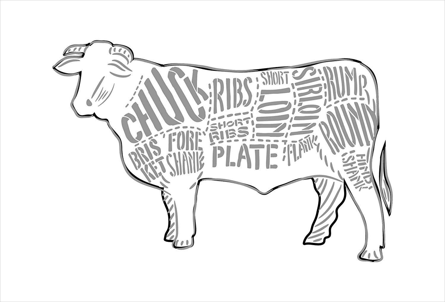 Cuts of Beef Stencil 3 Part by Studior12 Reusable Mylar | Etsy